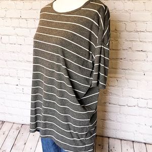 LulaRoe Irma Gray with White Stripes XXS (Ribbed)